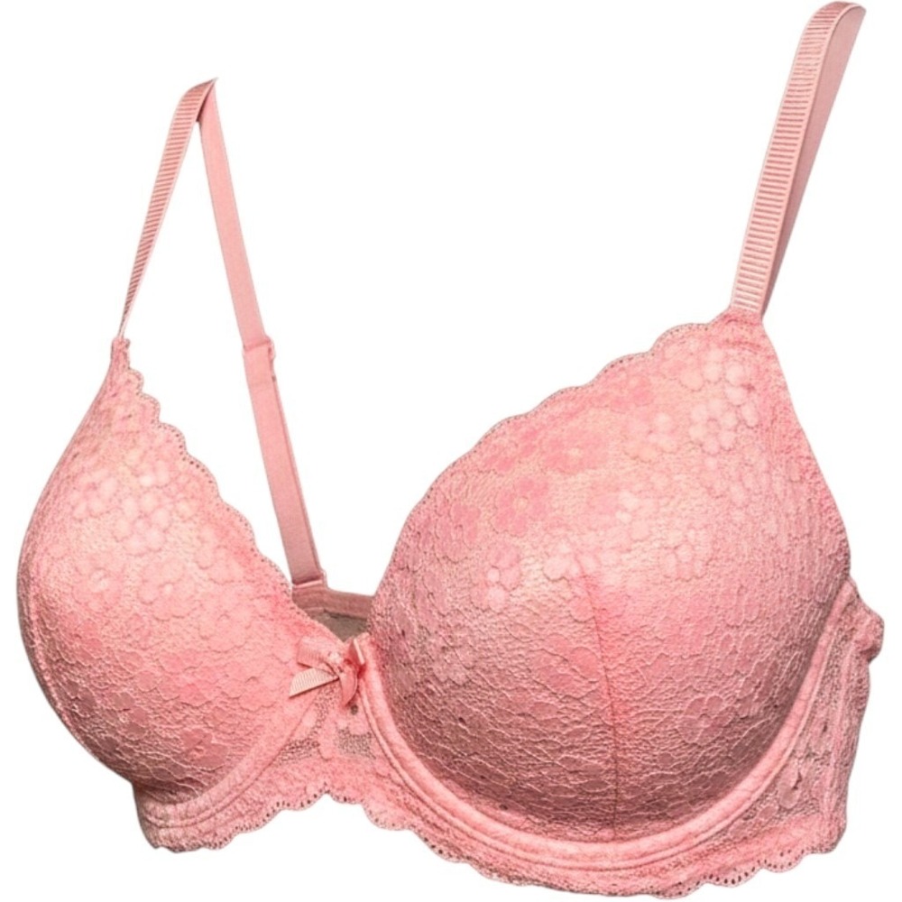 Laura Ashley Sheer Lace Unpadded Underwire Demi Balconette Bra 34C 5421-49 Pink